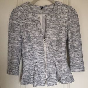 DIVIDED by H&M Gray peplum blazer with 3/4 sleeves